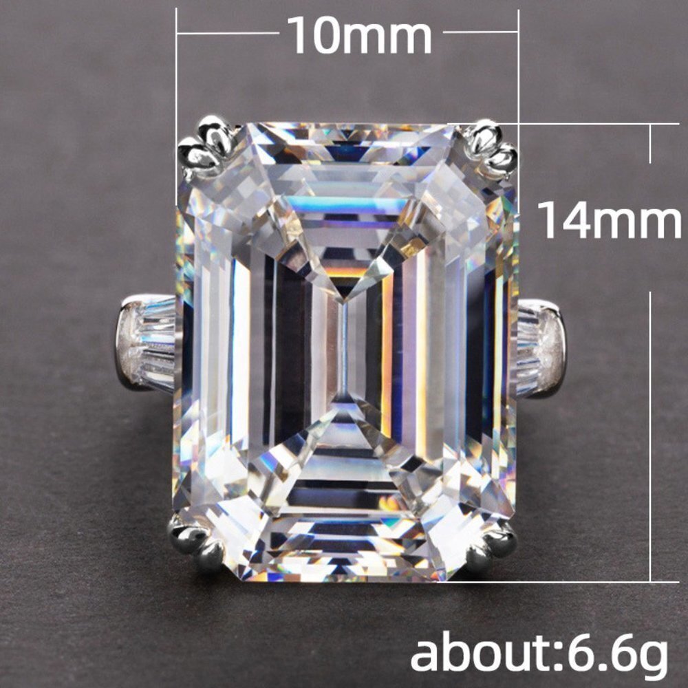 💝 Radiant Cut Gemstone Zircon Luxury Wedding Rings for Women, PD558 - Picture 5 of 5